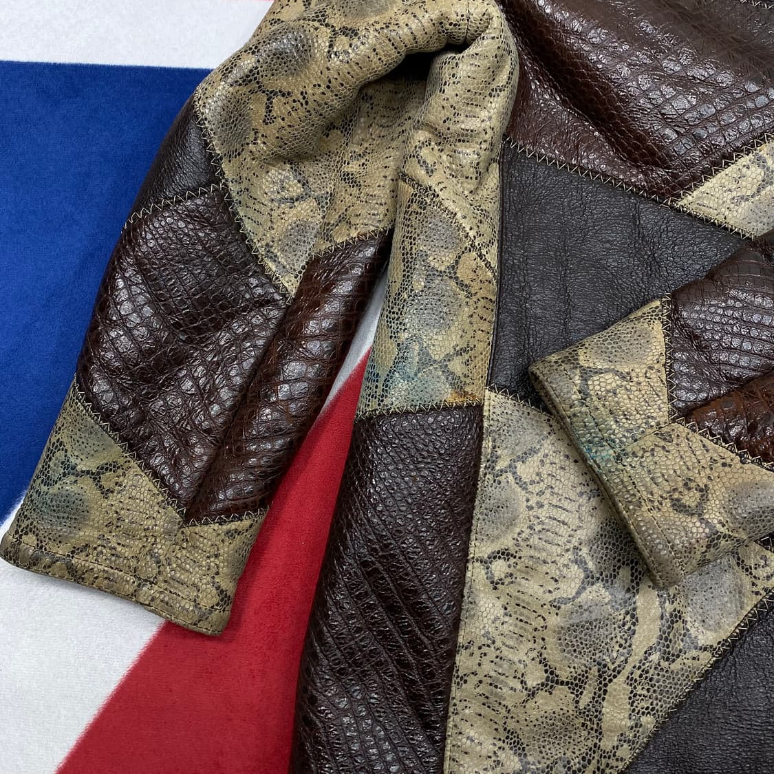 패치워크 양가죽 하프코트 실측 100 상품이미지9