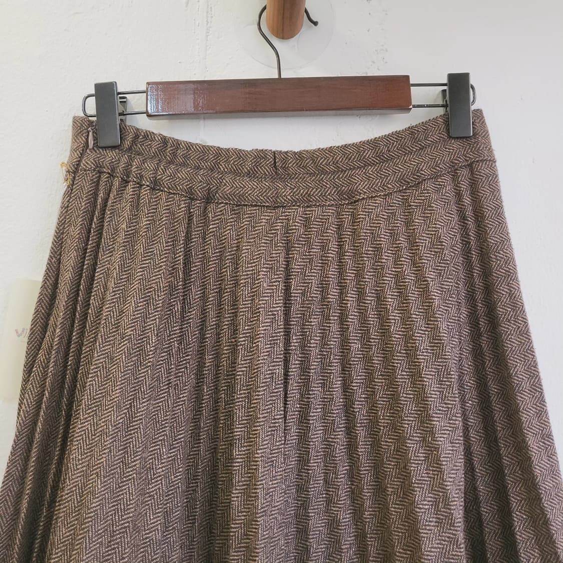 브라운 헤링본 플리츠 울스커트 상품이미지6