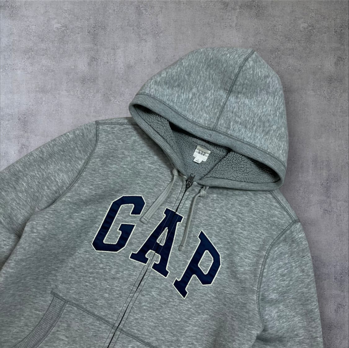 GAP 스펠아웃 빅로고 그레이 후드 집업 상품이미지2