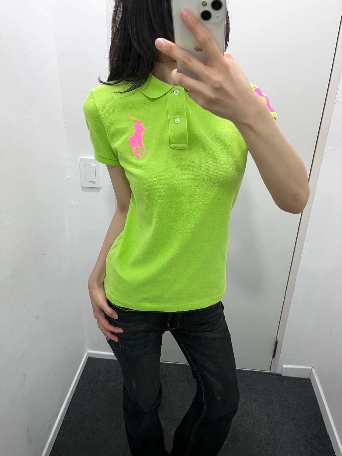 폴로 빅포니 핑크 연두 초록 반팔 티셔츠 상품이미지1