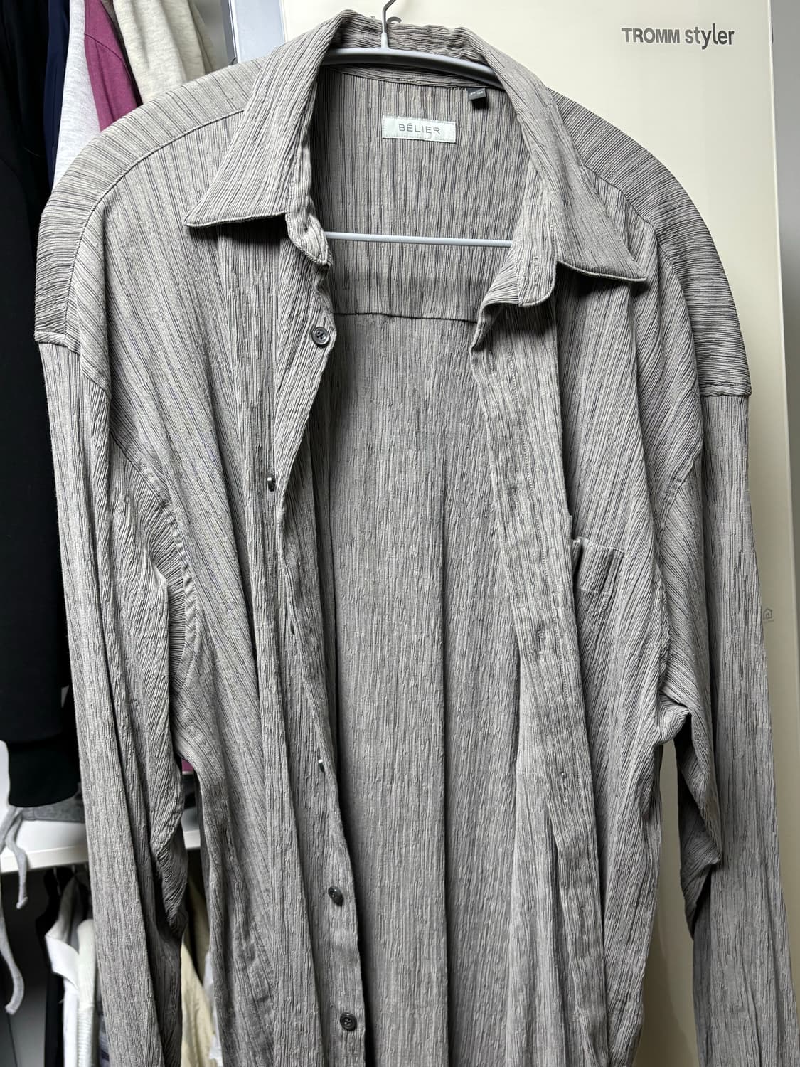 벨리에 다운타임 치코셔츠 링클 그레이 스트라이프 5사이즈 상품이미지3