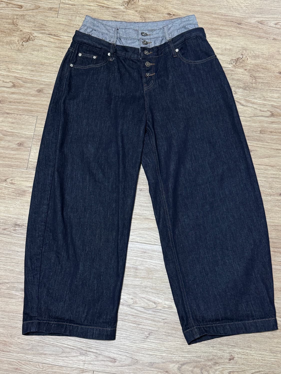 LAYERED WAIST WIDE VOLUME PANTS - INDIGO 상품이미지2