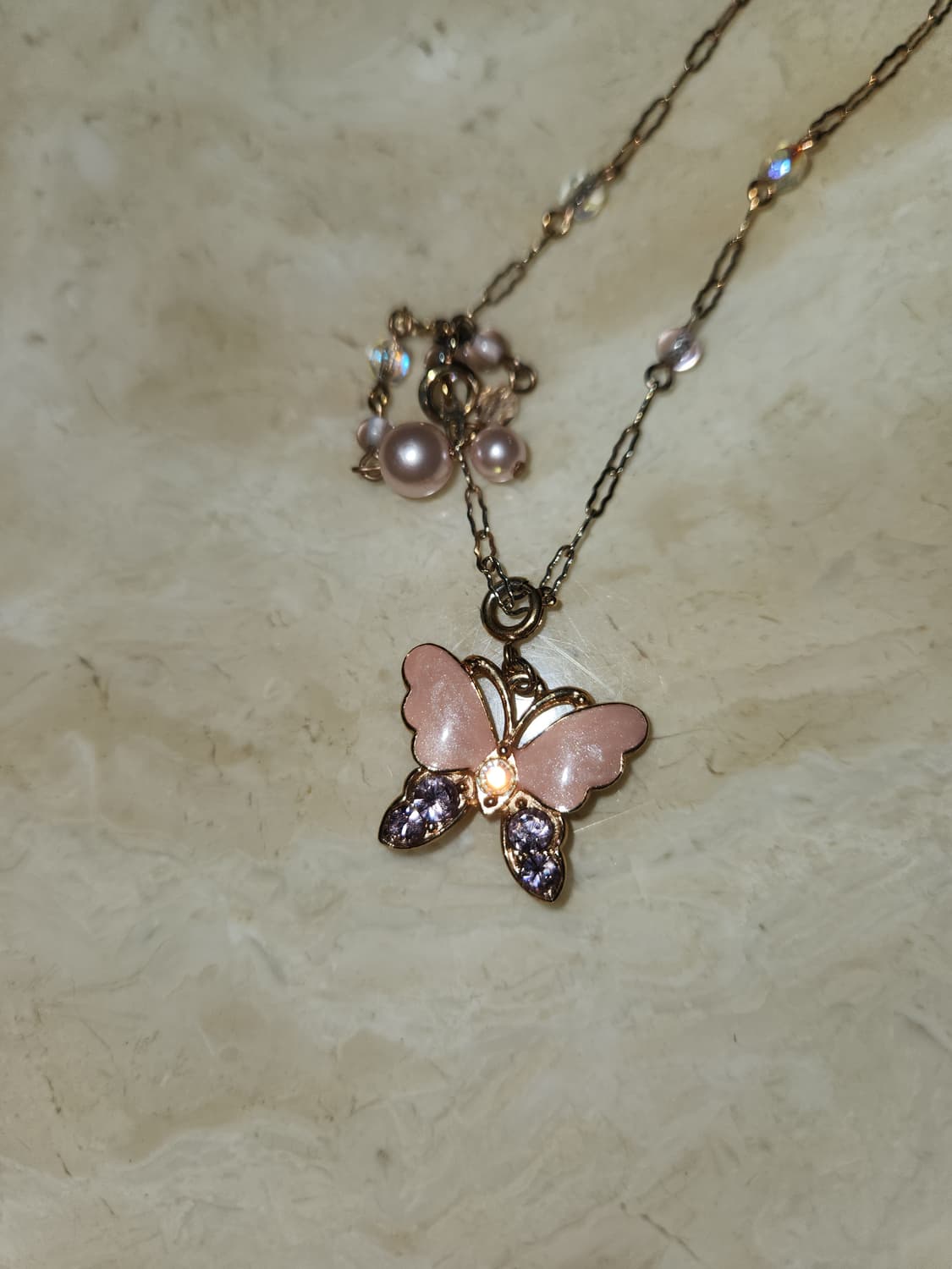 안나수이 핑크 나비 목걸이 상품이미지2