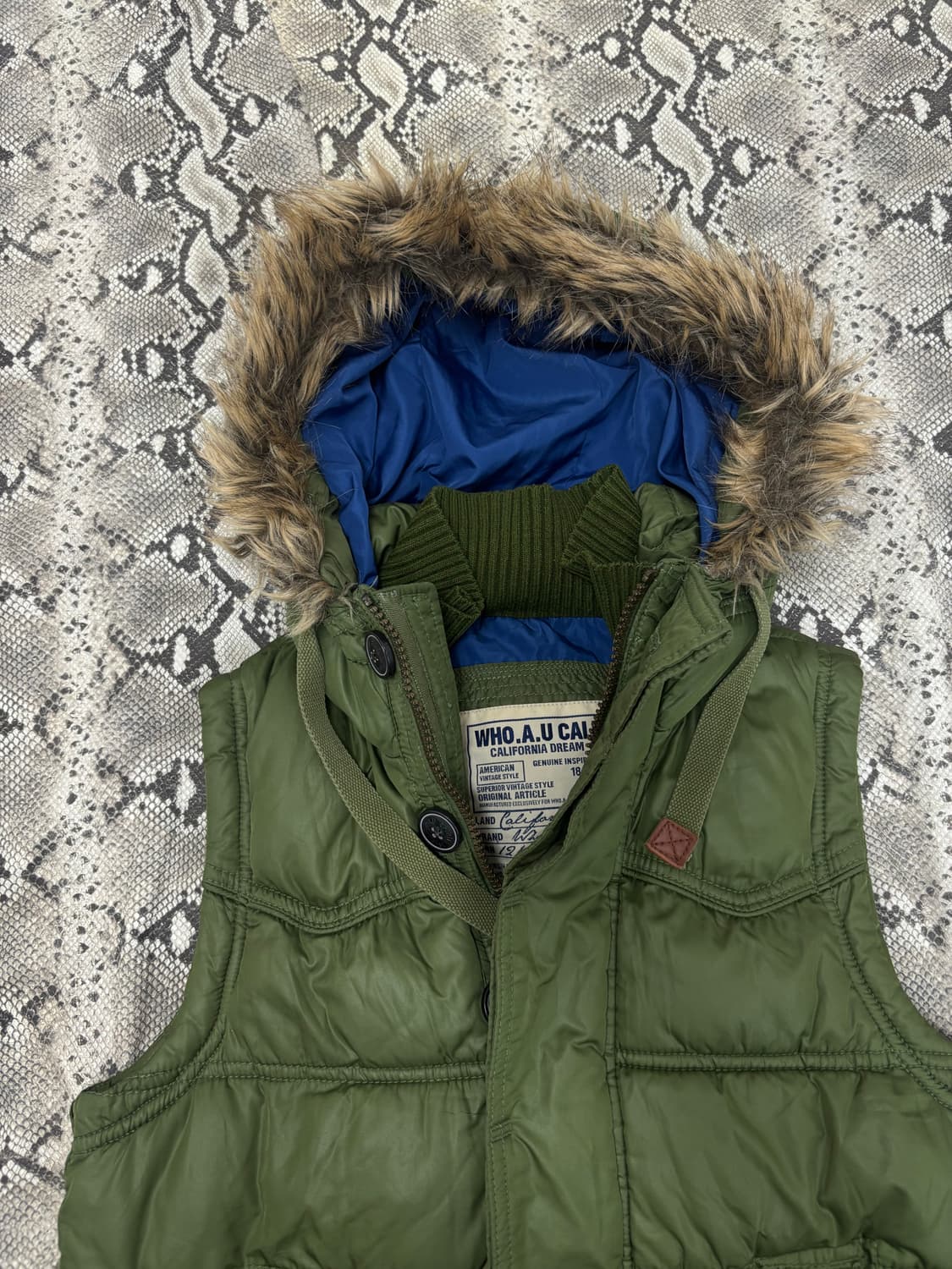 “Who.A.U ”Y2K Mood Khaki Fur Padding 상품이미지3