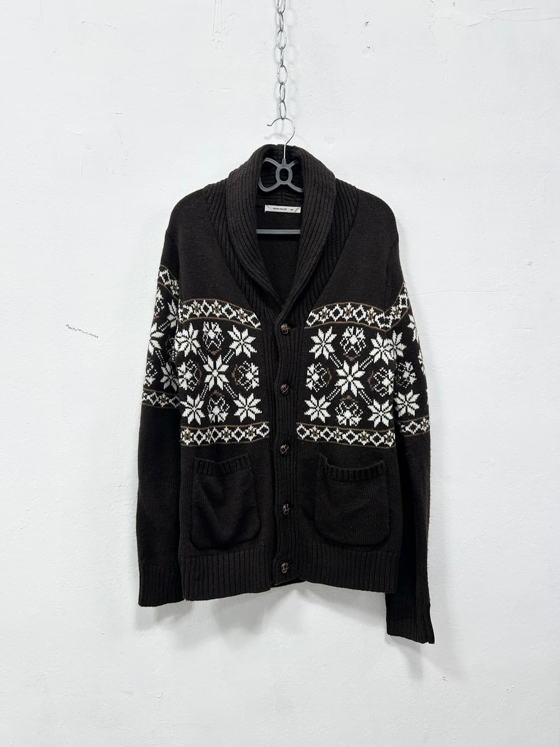 [JPN] 목도리 포함) 눈꽃 노르딕 코코아 폭닥 니트 가디 상품이미지4