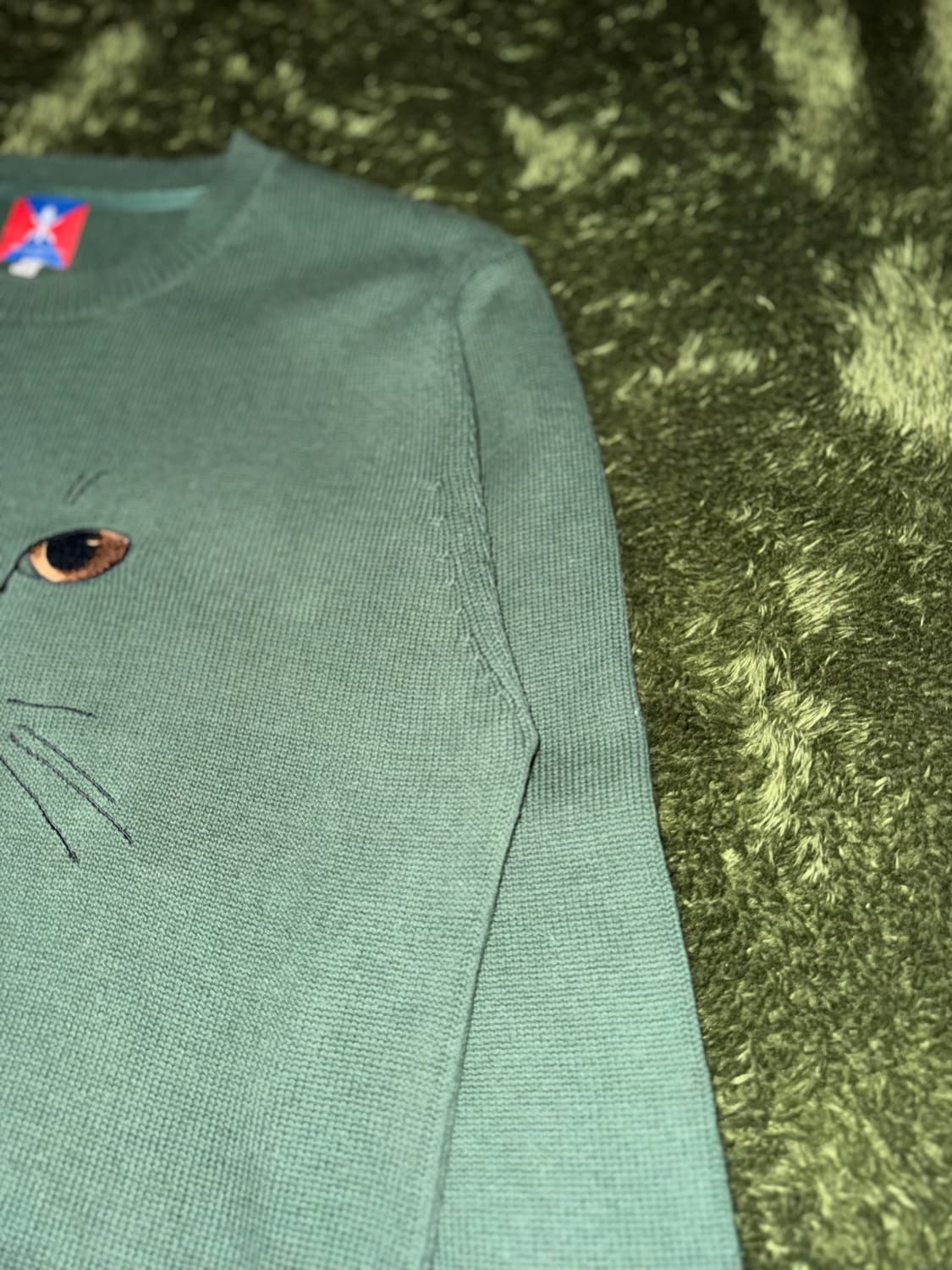 [M] 오프닝 세레머니 캣 엠브로이더리 니트 그린 상품이미지4