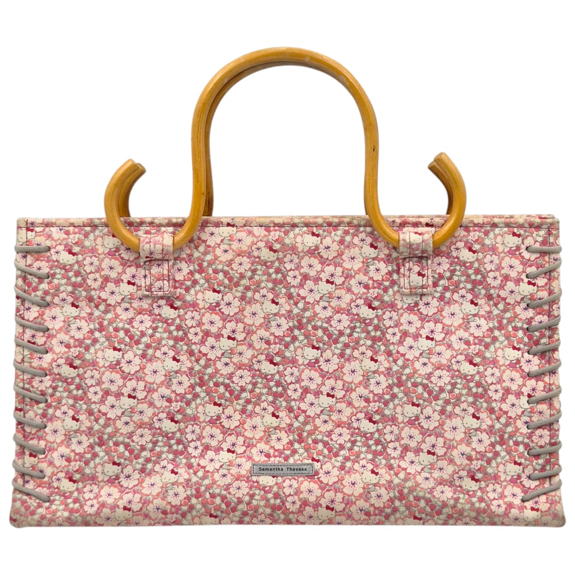 10s 사만사타바사 키티 콜라보 플로랄 뱀부 토트백 상품이미지1