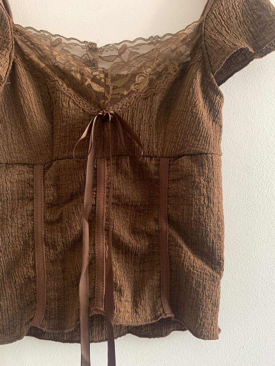 Lace v neck ribbon blouse 상품이미지5