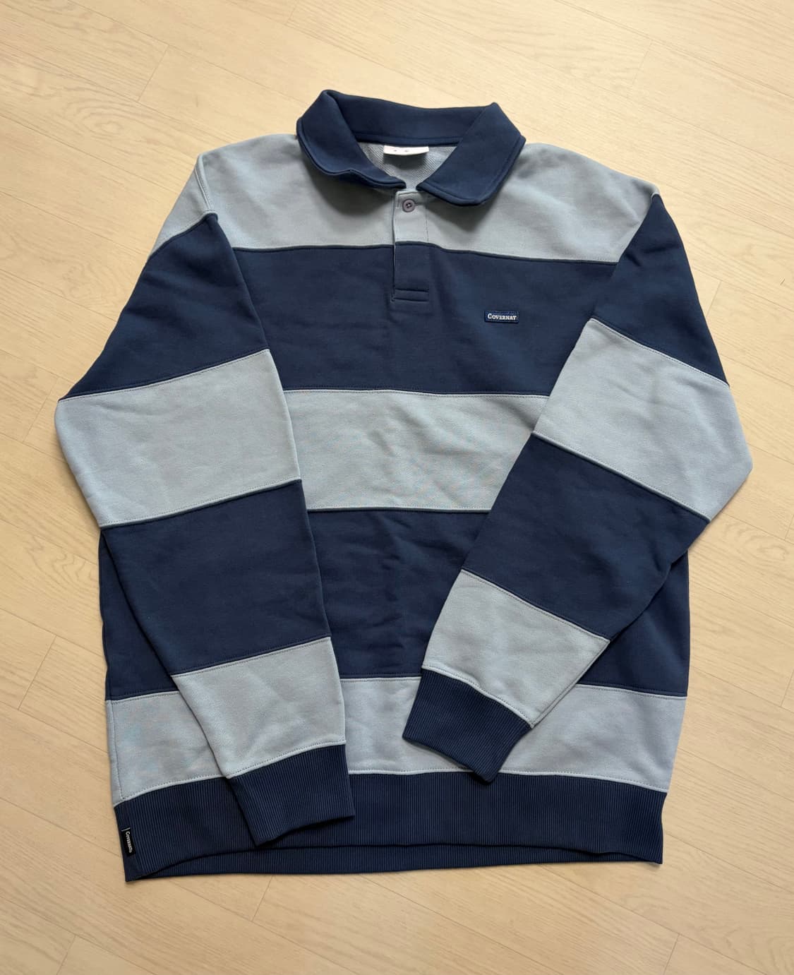 커버낫 스트라이프 럭비티 맨투맨 카라티 상품이미지1