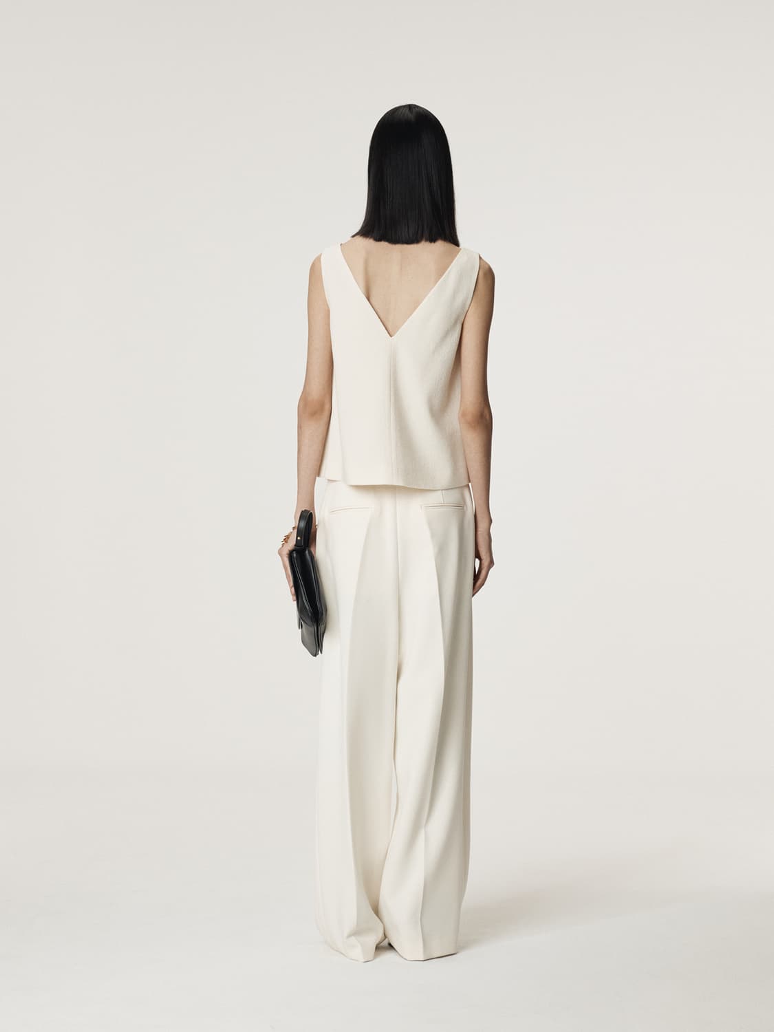 렉토 RECTO 울 트위드 브이넥 탑 아이보리 상품이미지4