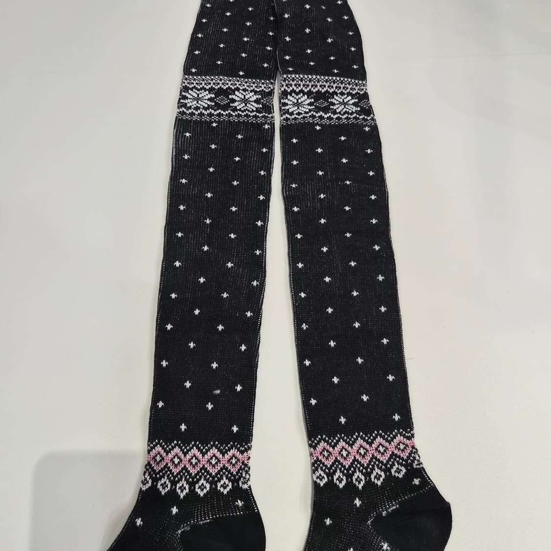 일본제 노르딕 눈꽃 패턴 겨울 니트 타이즈 상품이미지3