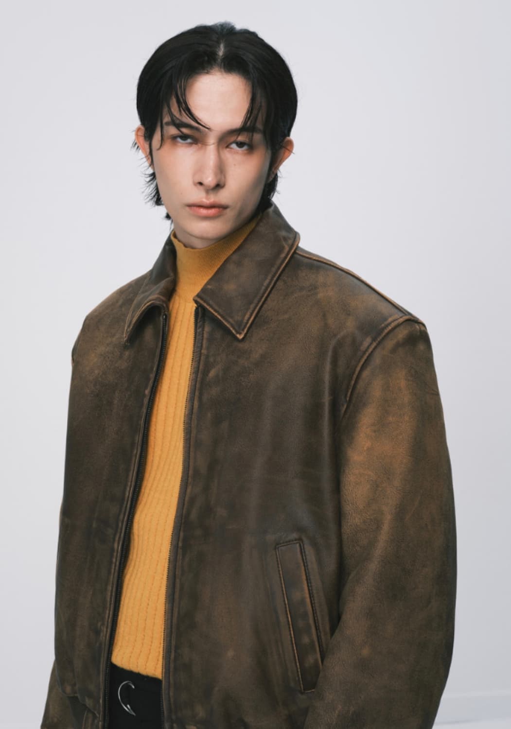 [L] 노이스 램스킨 브롱코 빈티지 레더 가죽 블루종 점퍼 자켓 상품이미지6