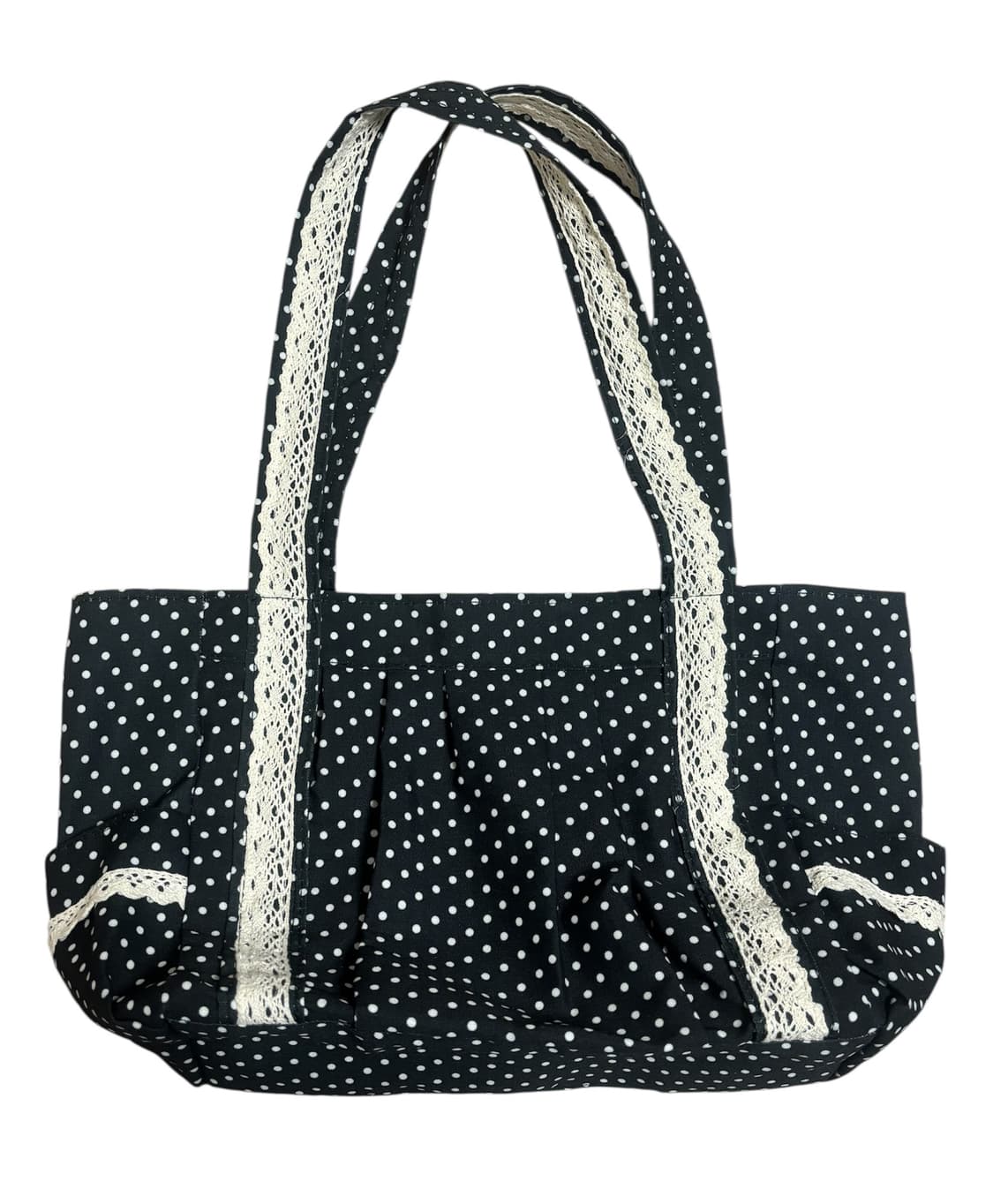 빈티지 레이스 도트 가방 토트백 에코백 숄더백 블랙 모리걸 하구미 상품이미지1