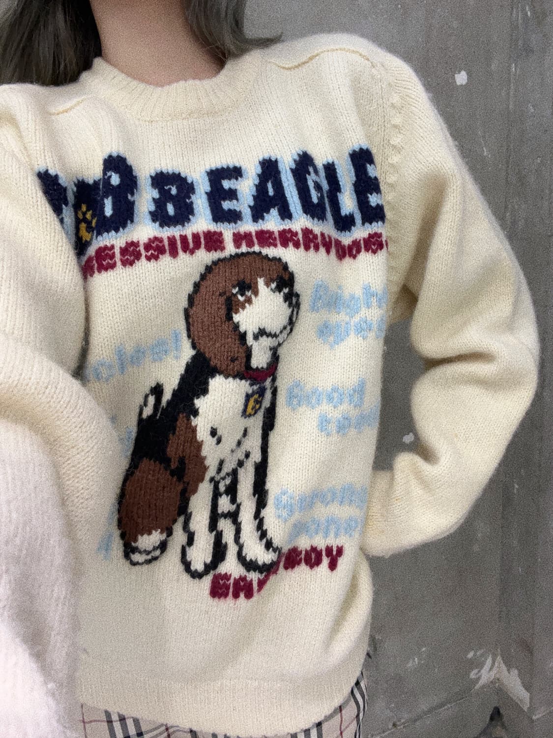 이스트 보이 90‘s 아이보리 강아지 자수 스웨터  상품이미지6