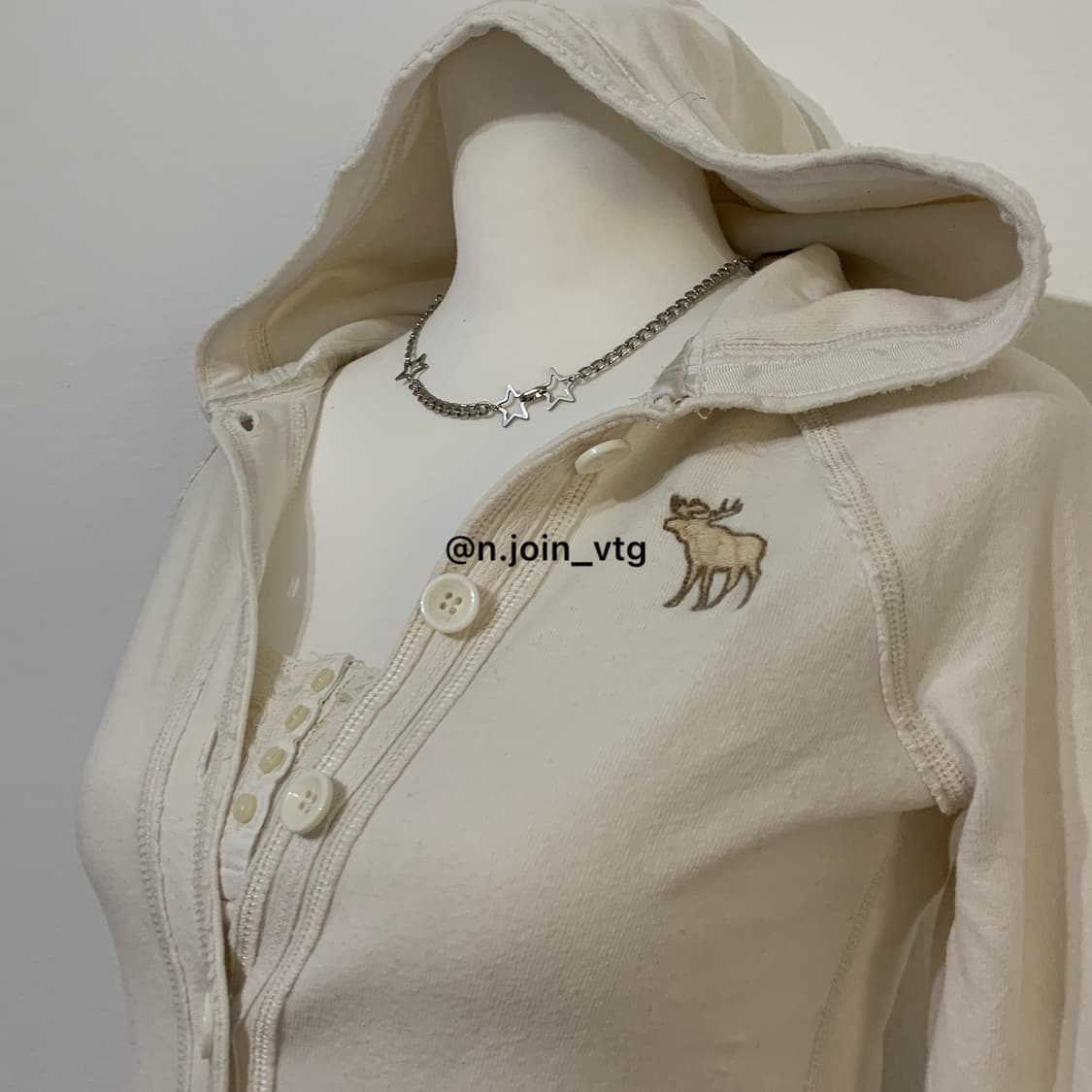 아베크롬비 크림 화이트 7부 후드티 상품이미지2