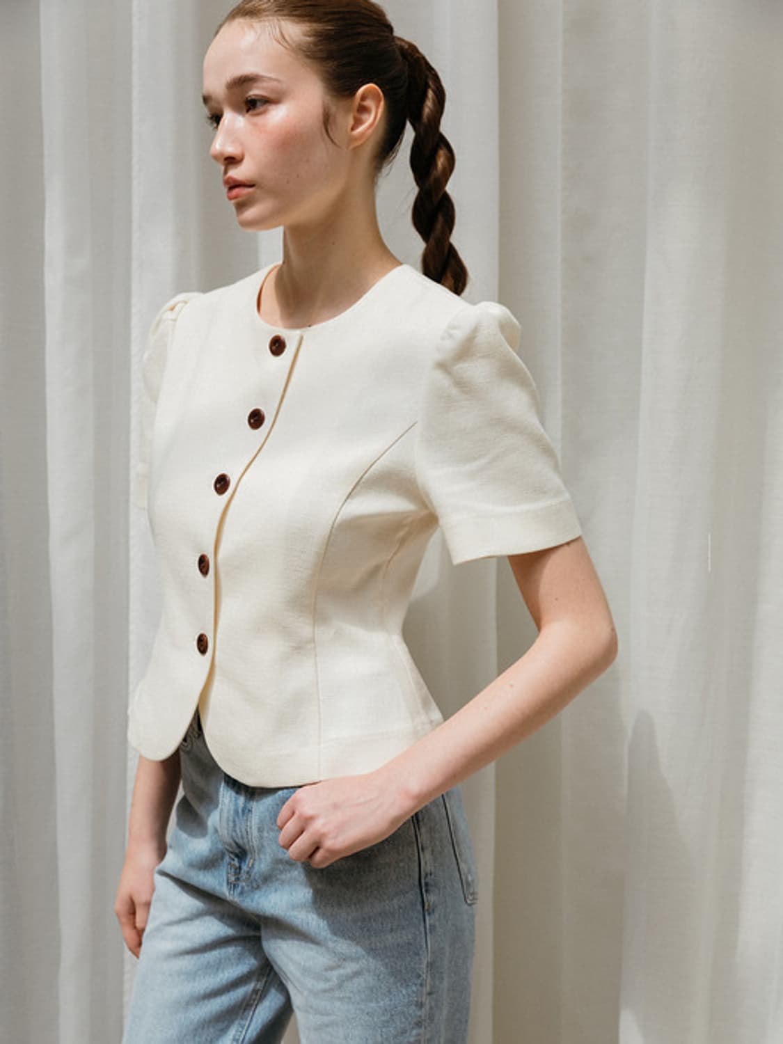 피버 Puff Sleeve Short Jacket_ivory 상품이미지3