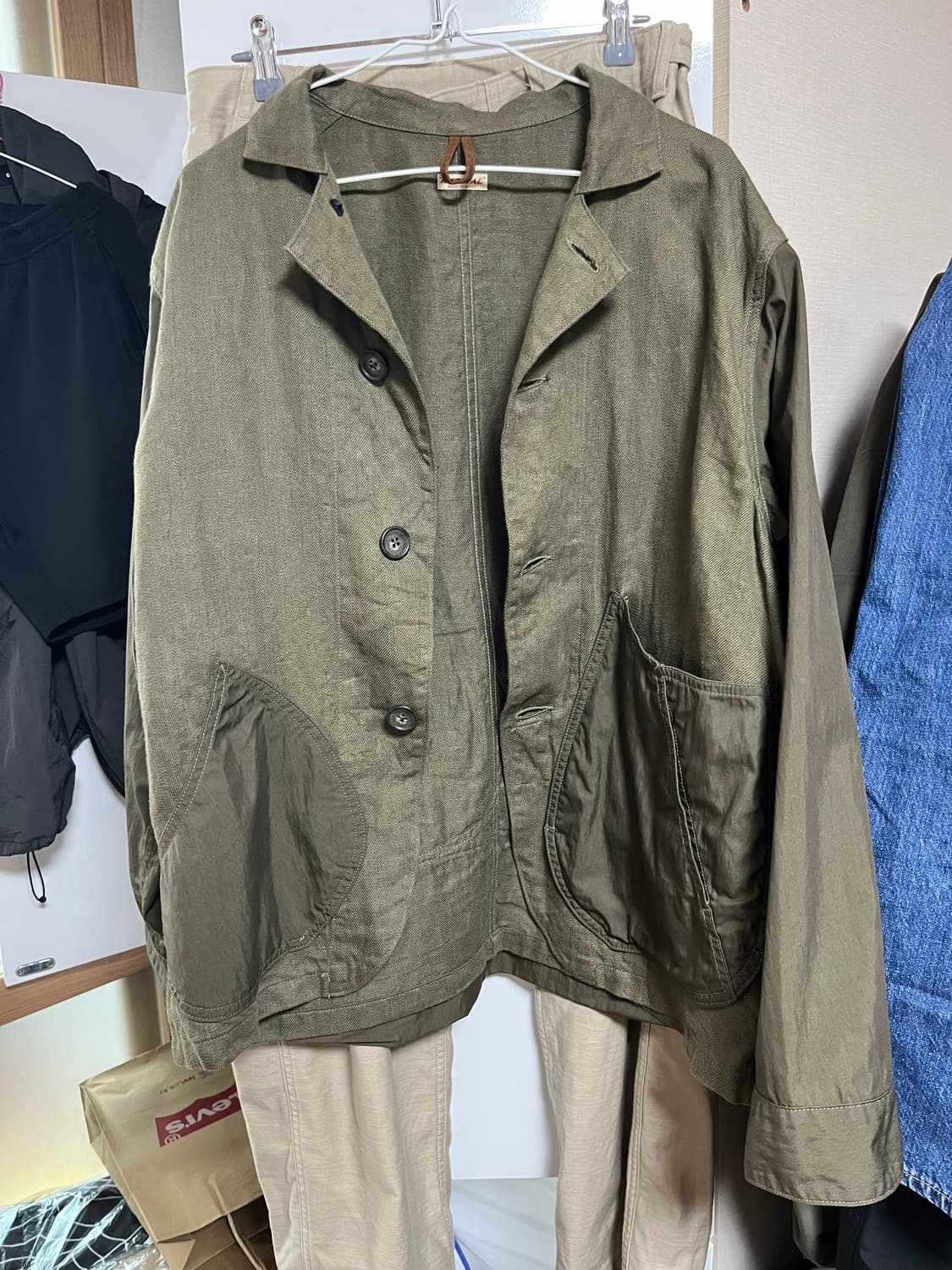 (2) 캐피탈 린넨 치노 크로스 X 개버 링고맨 커버올 카키 상품이미지1