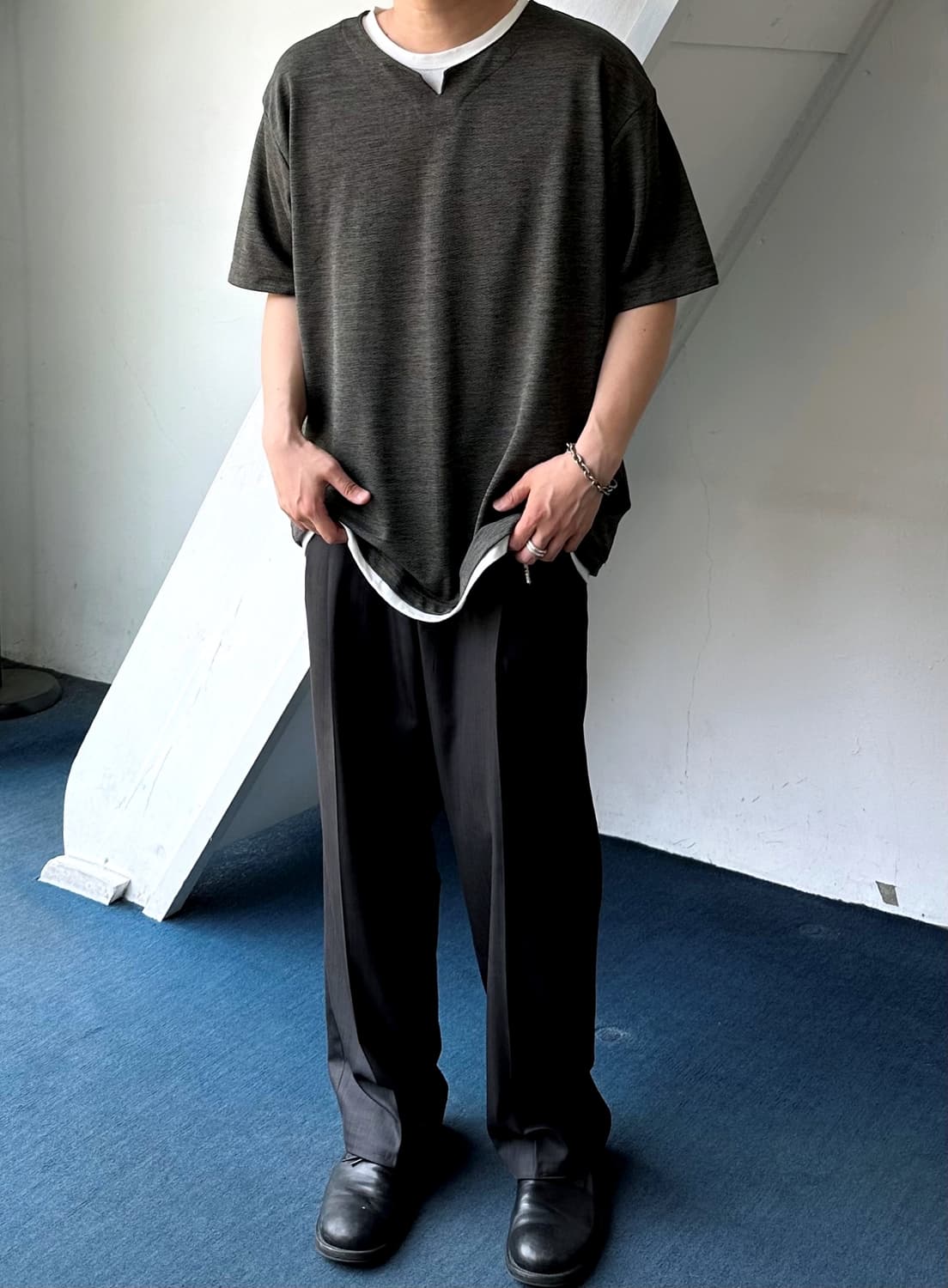 Fake layered neck H/S top 상품이미지6