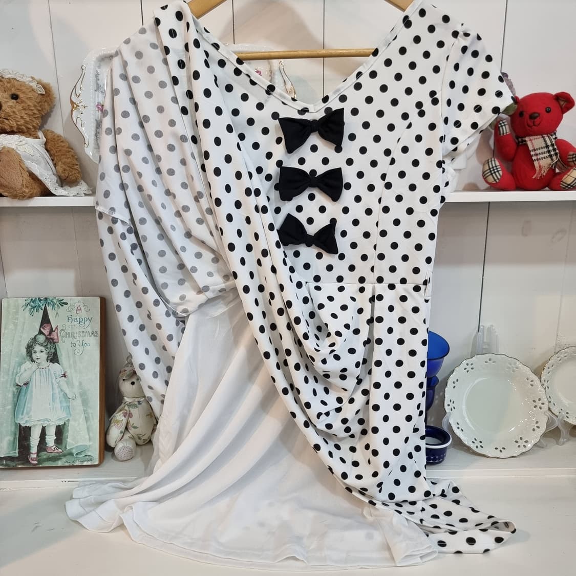 세실 맥비(CECIL McBEE) 도트 리본 플레어 미니 원피스 상품이미지6