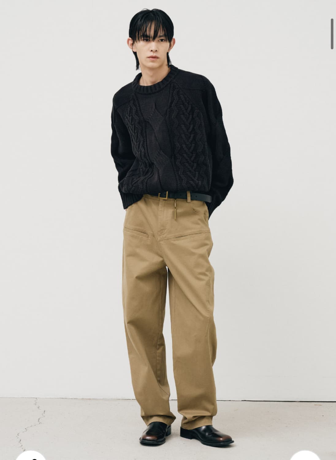 노이어 헤비 멀티 케이블 오버핏 스웨터 (블랙) 상품이미지5