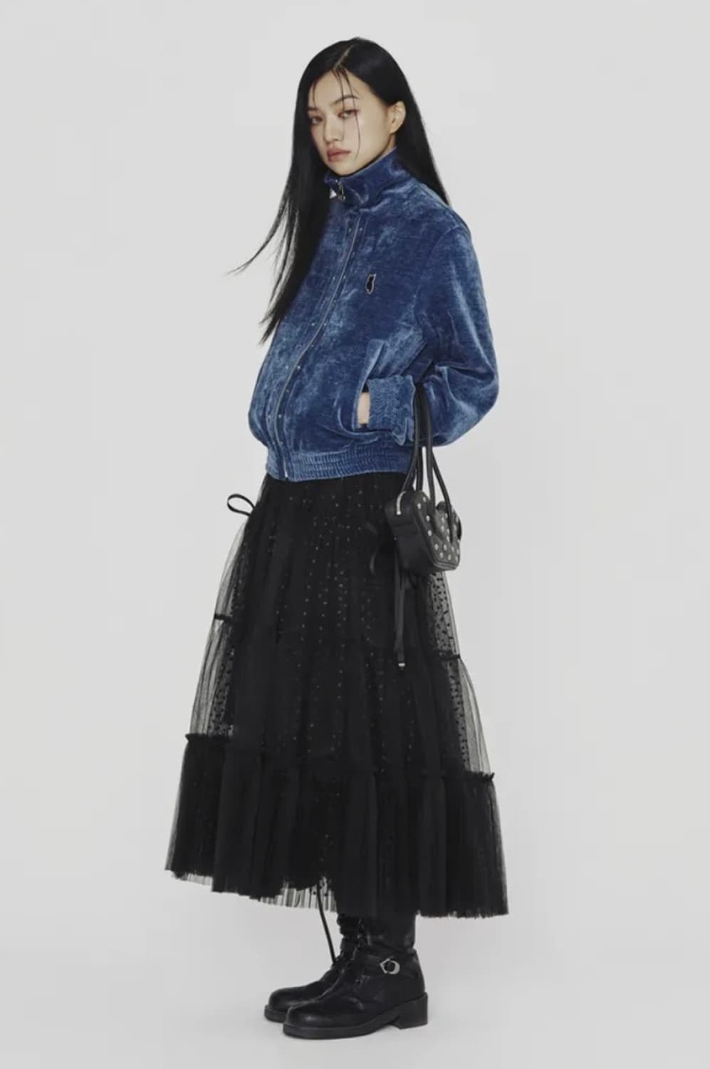 24FW 럭키슈에뜨 메쉬 밴딩 롱스커트 상품이미지2