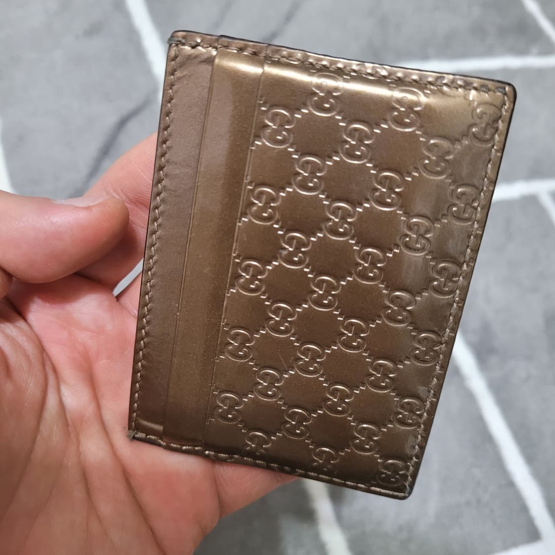 정품 구찌 시마 마이크로 GG 카드지갑 브론즈 색상 상품이미지2