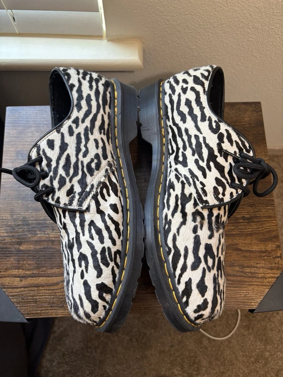 닥터마틴 x 와코 마리아 1461 타이거 카모 헤어 온 블랙 화이트 슈즈 상품이미지3