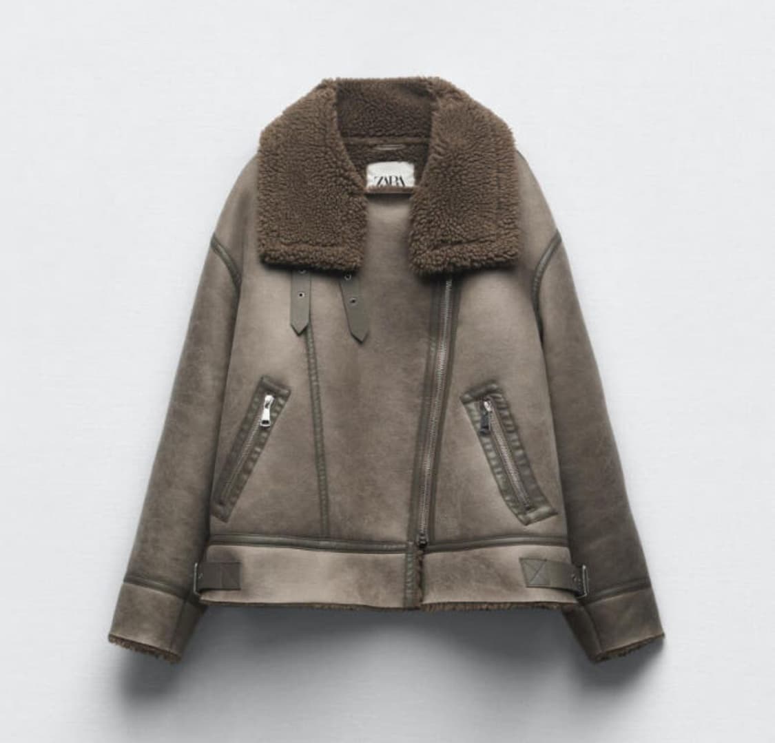 자라 하이넥 스웨이드 무스탕 자켓 브라운 상품이미지3