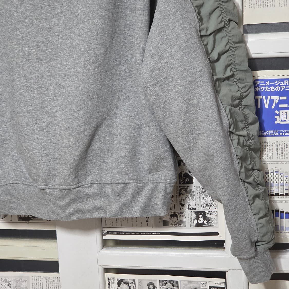 엑스톤즈 셔링 배색 오버핏 후드티 상품이미지8