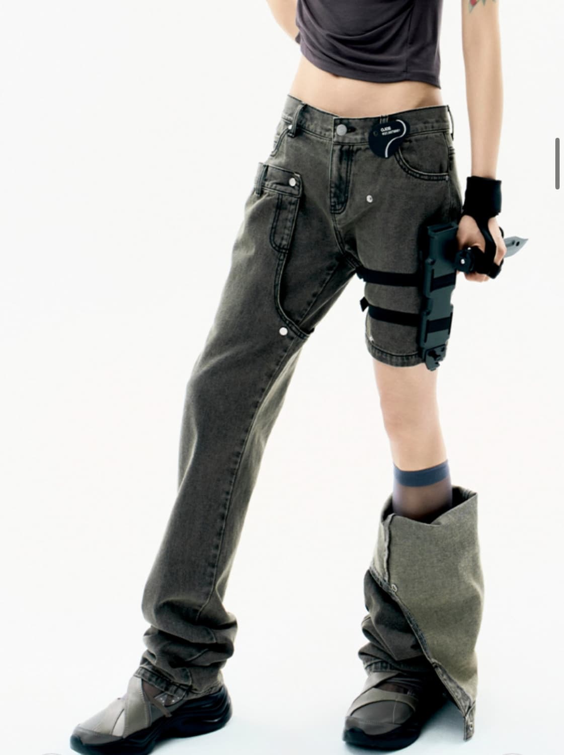 Detachable Button Denim Pants / Khaki 상품이미지3