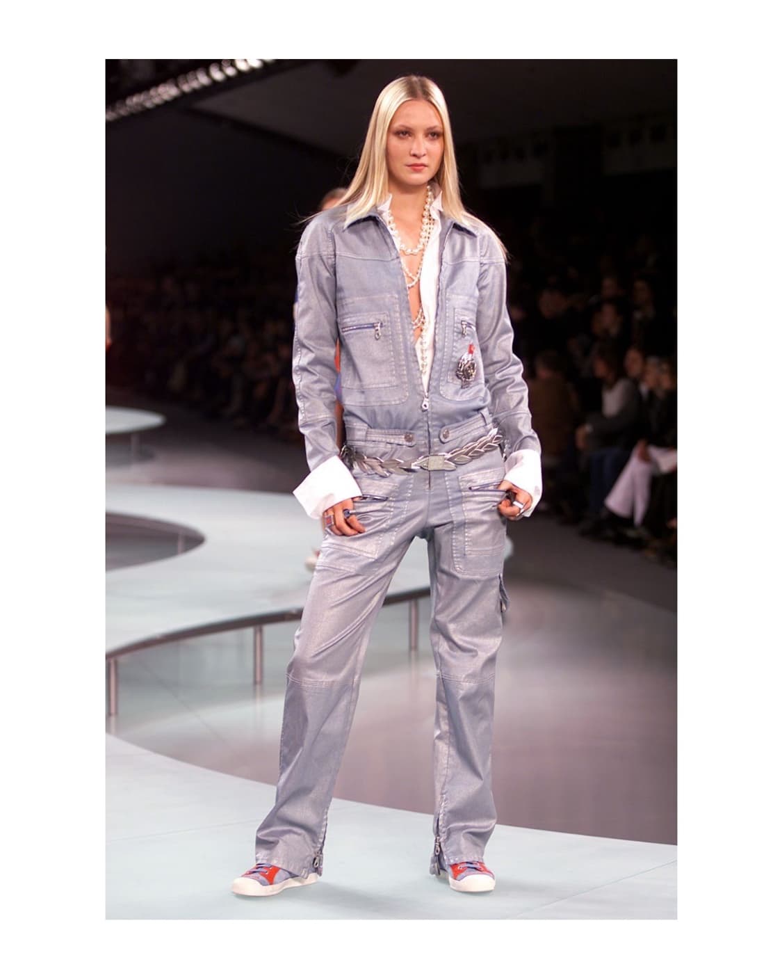 샤넬 2002ss 1번 룩 메탈릭 코티드 팬츠 상품이미지3