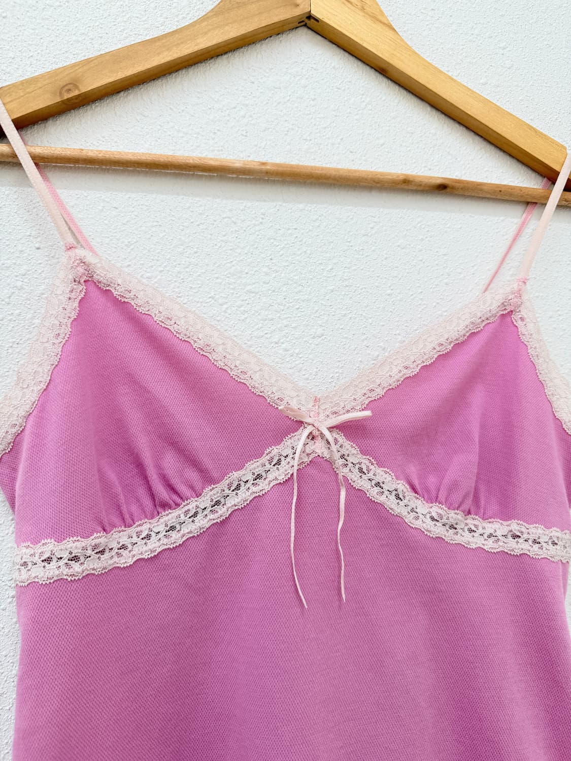 빈티지 핑크 레이스 리본 슬리브리스 상품이미지3