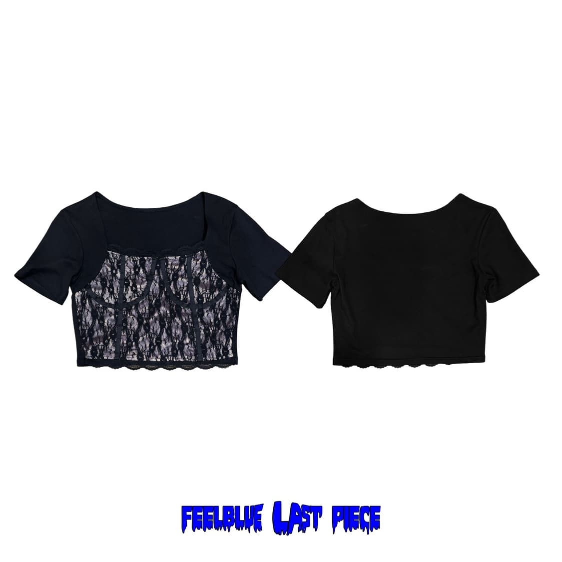 Lace Crop Top with Sheer Corset Top 상품이미지2