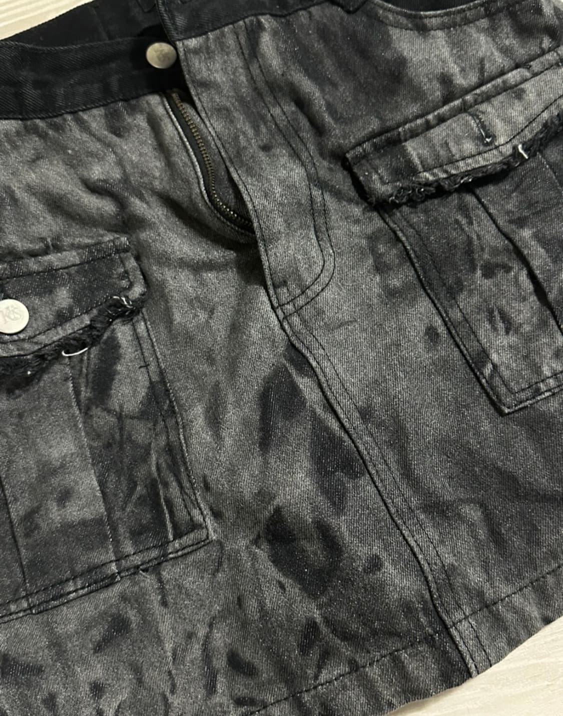 MMkits 흑청 데님 미니 스커트 상품이미지3