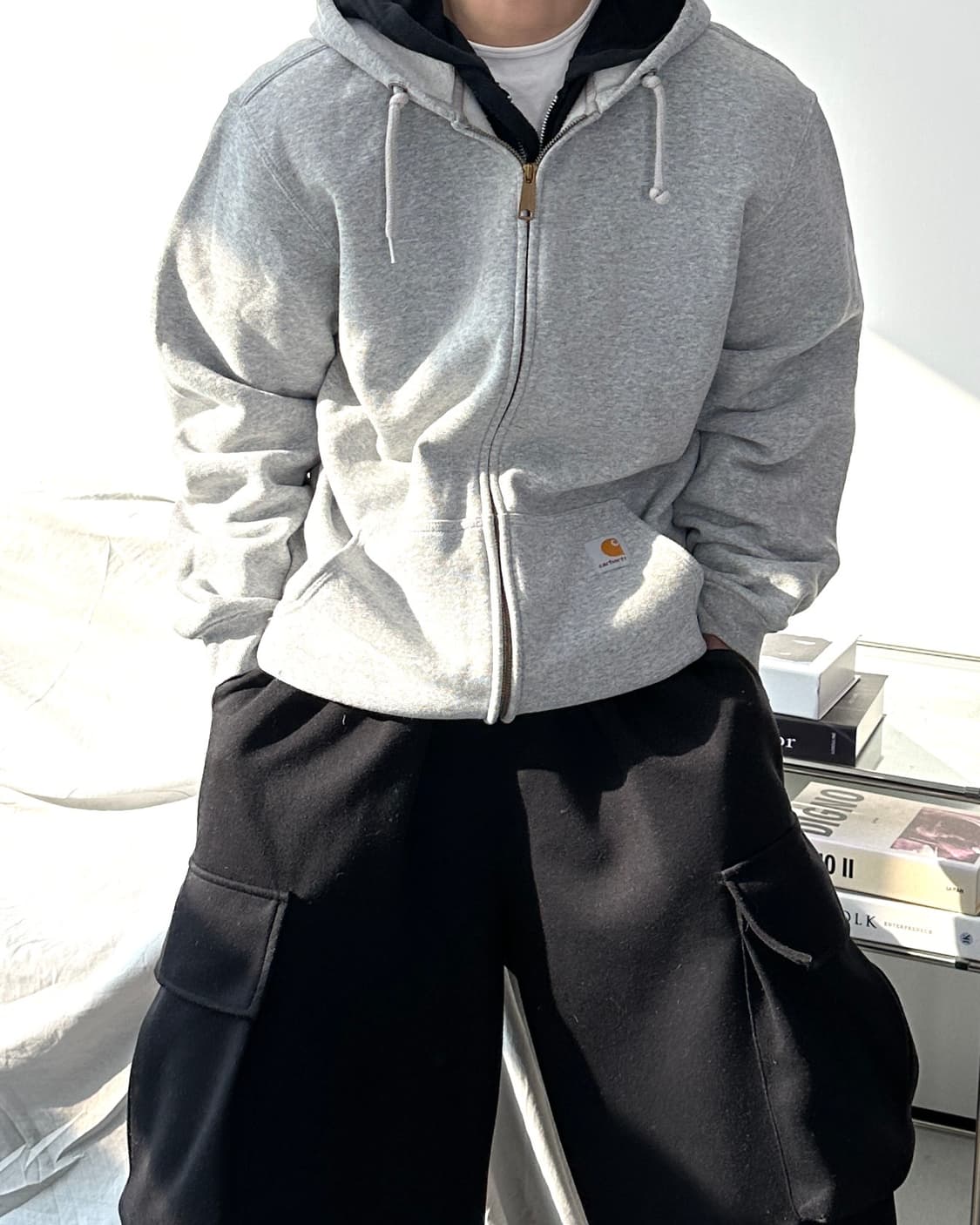 칼하트 미드웨이트 라이트그레이 후드집업 M 상품이미지1