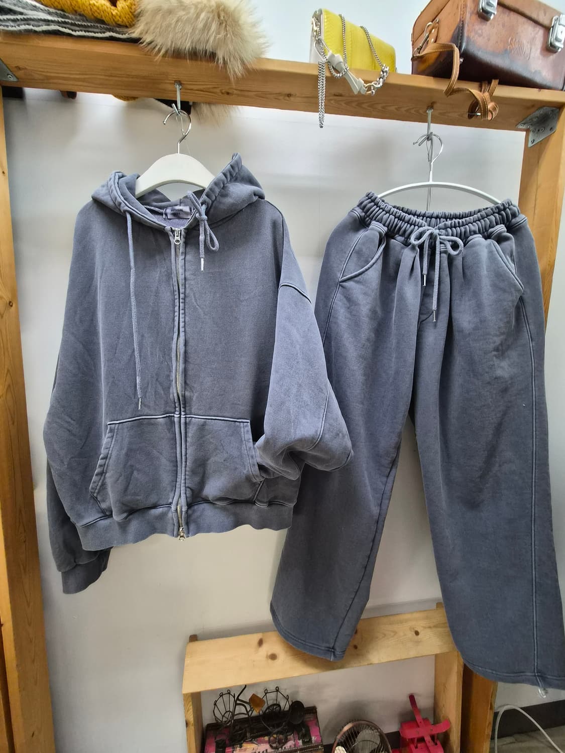 빈티지워싱 후드집업 셋업 상품이미지1