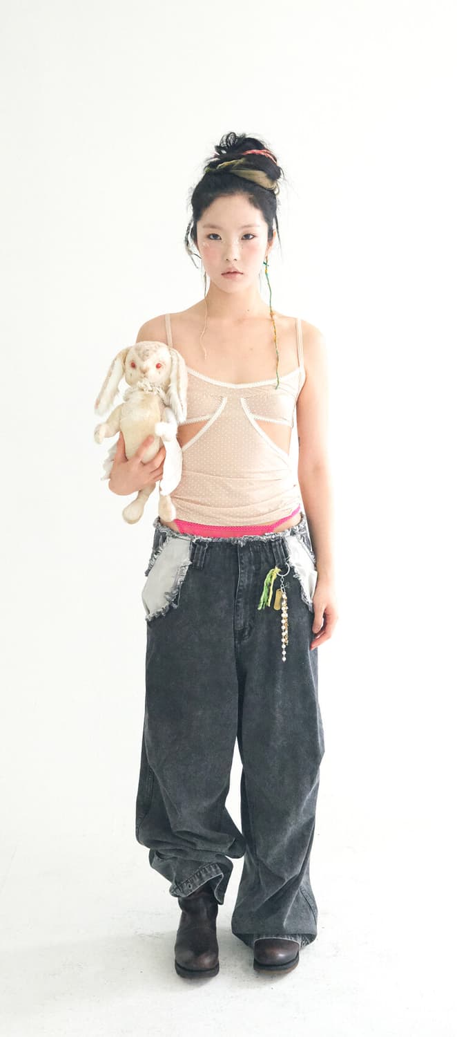 샵페어리 cut-off denim maxi pants 컷아웃데님팬츠 상품이미지1