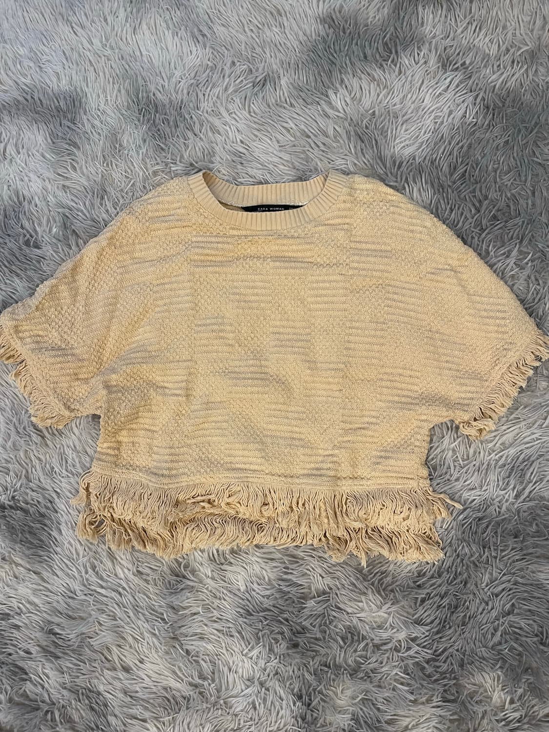 자라 우먼 프린지 니트 탑 아이보리 상품이미지1