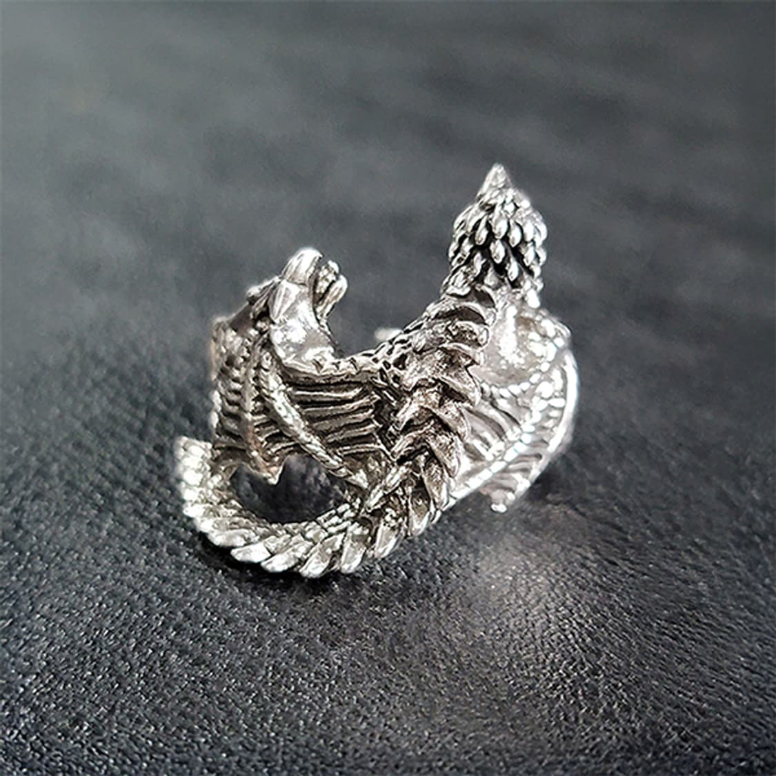 Zalthor 백동 빅사이즈 남자 엔틱 빈티지 용 비늘 드래곤 반지 상품이미지1