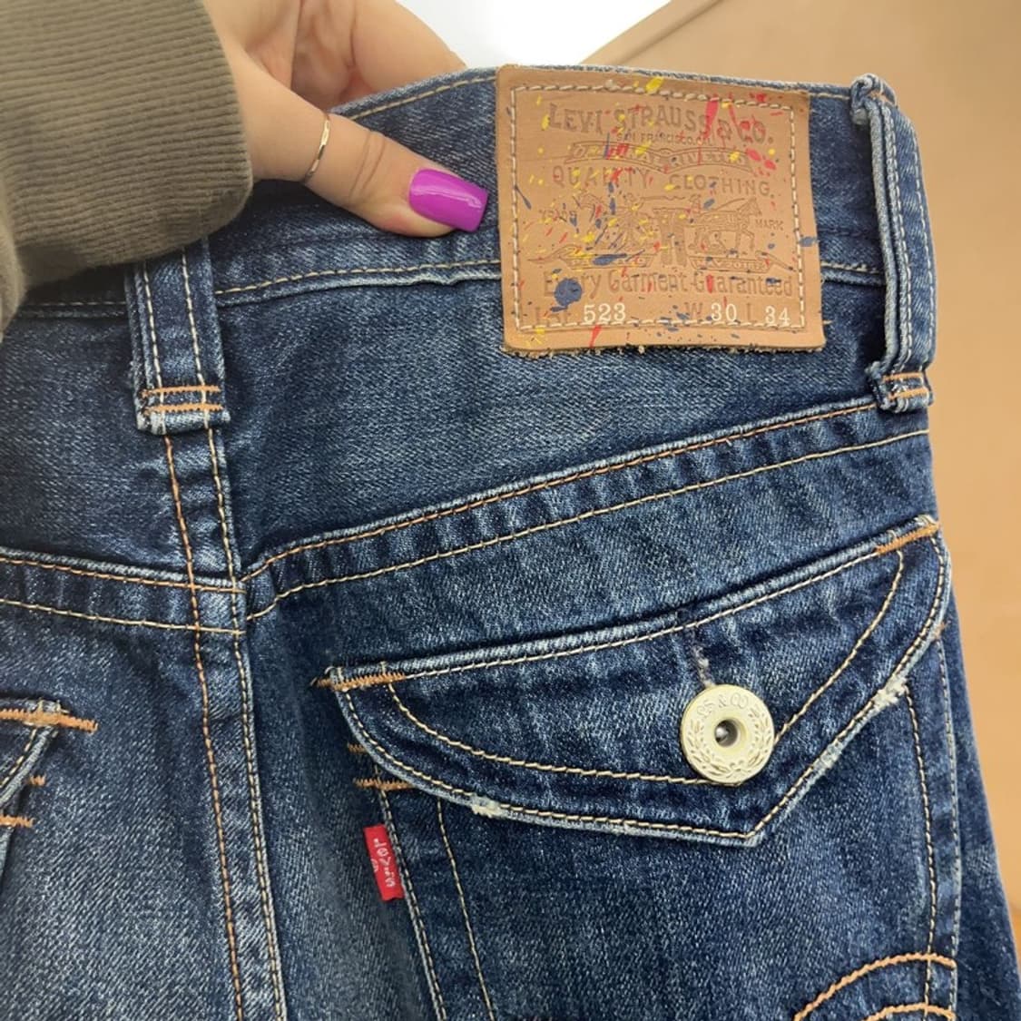 리바이스 523 디스트로이드 페인팅 패치 데님 팬츠 30인치 C06909 상품이미지5