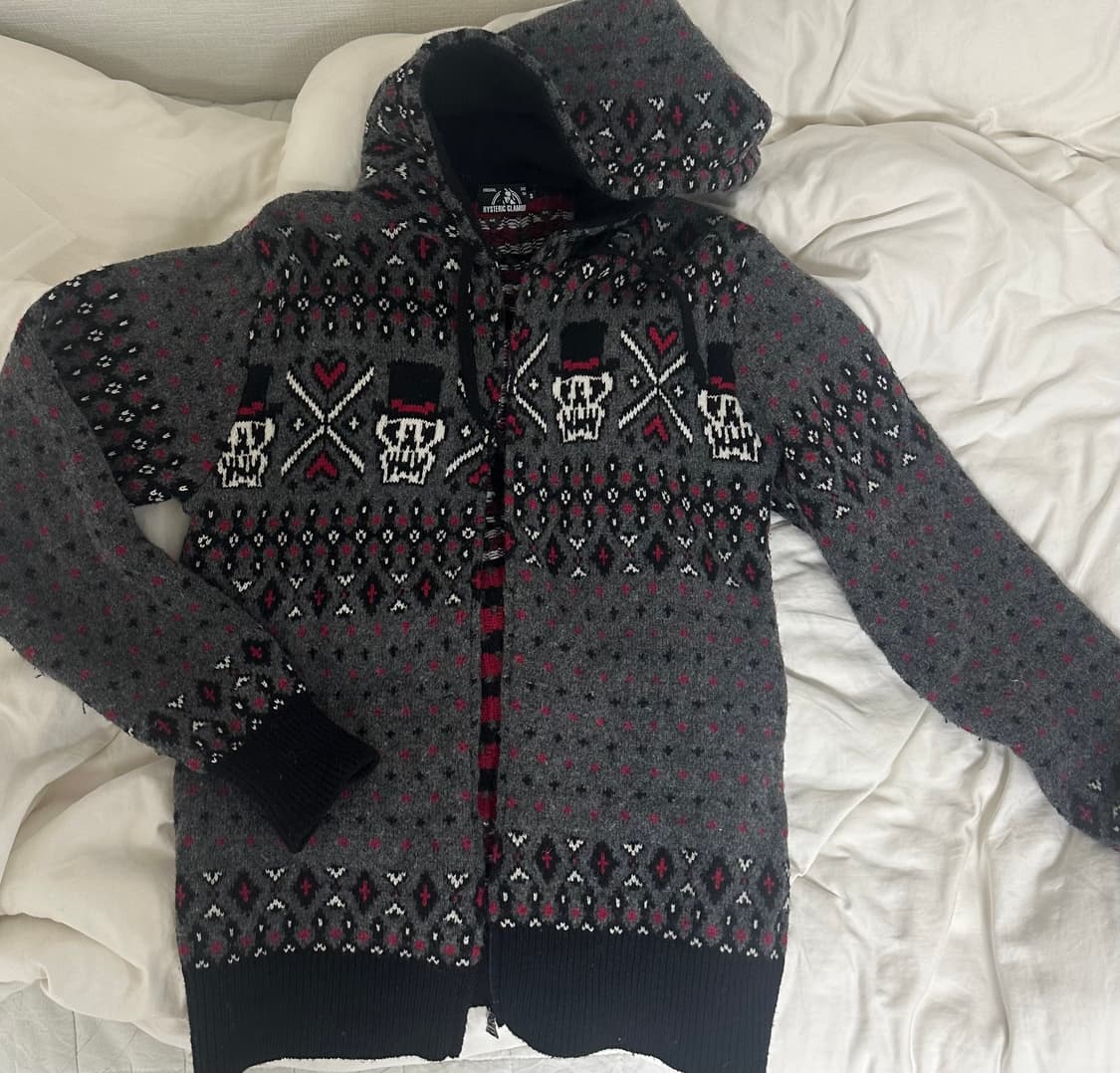 히스테릭 글래머 스컬 코위찬 니트 후드집업 상품이미지1