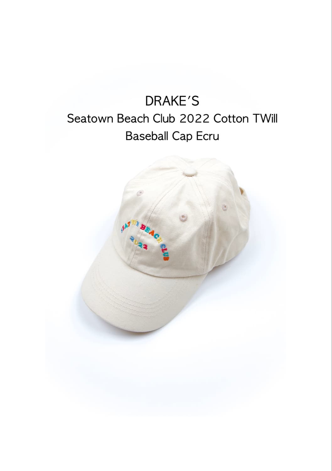 DRAKE’S 시타운 비치 클럽 코튼 트윌 베이스볼 캡 에크루 상품이미지1