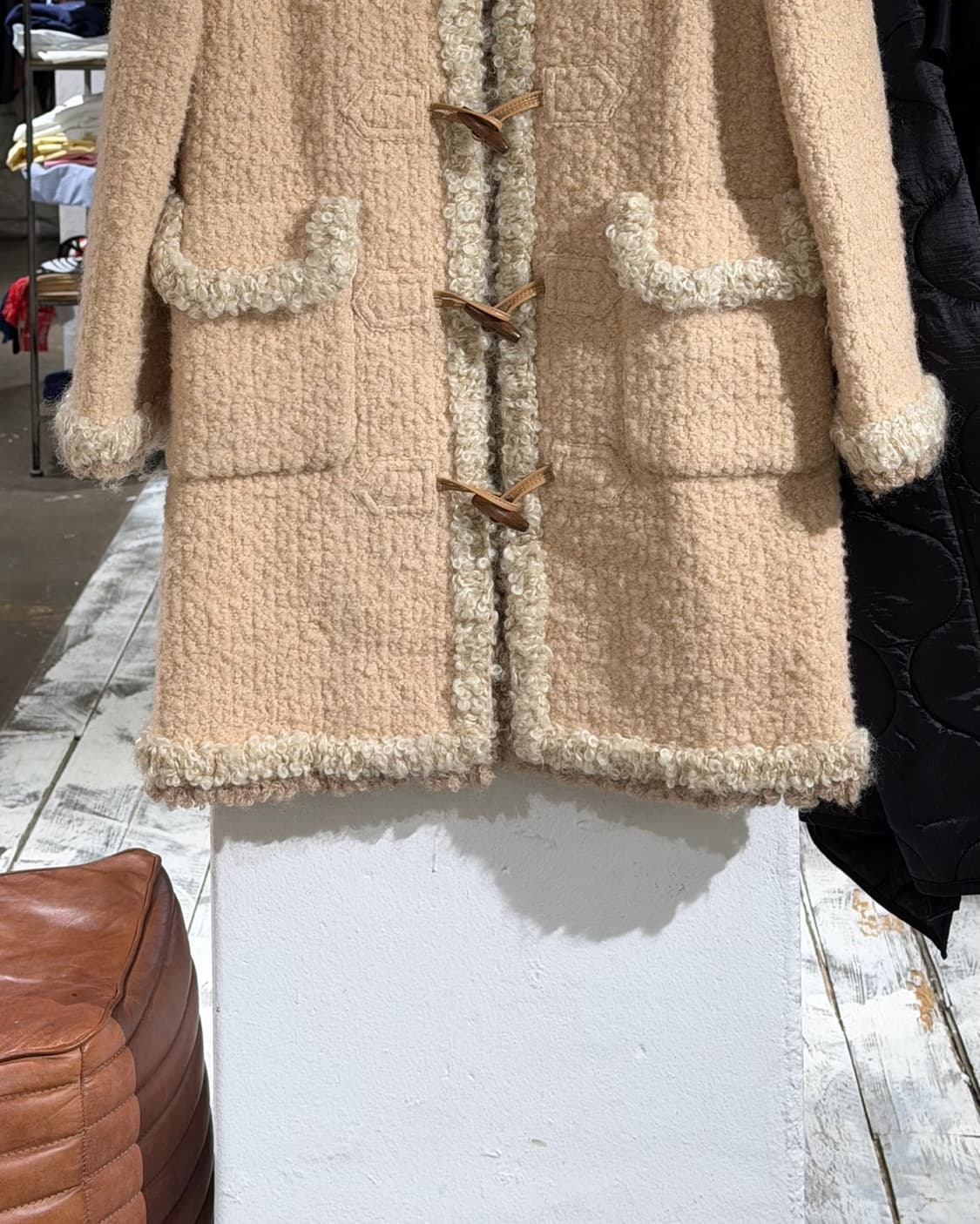 르네 베이지 트위드 포켓 더플 코트 상품이미지5