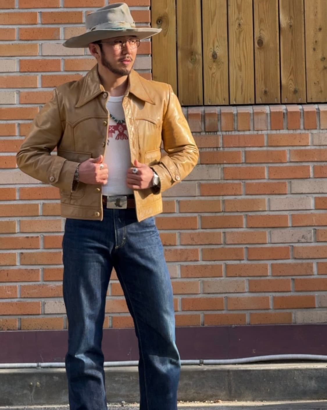 70s Pioneer Wear 웨스턴 클래식 레더 자켓 상품이미지8