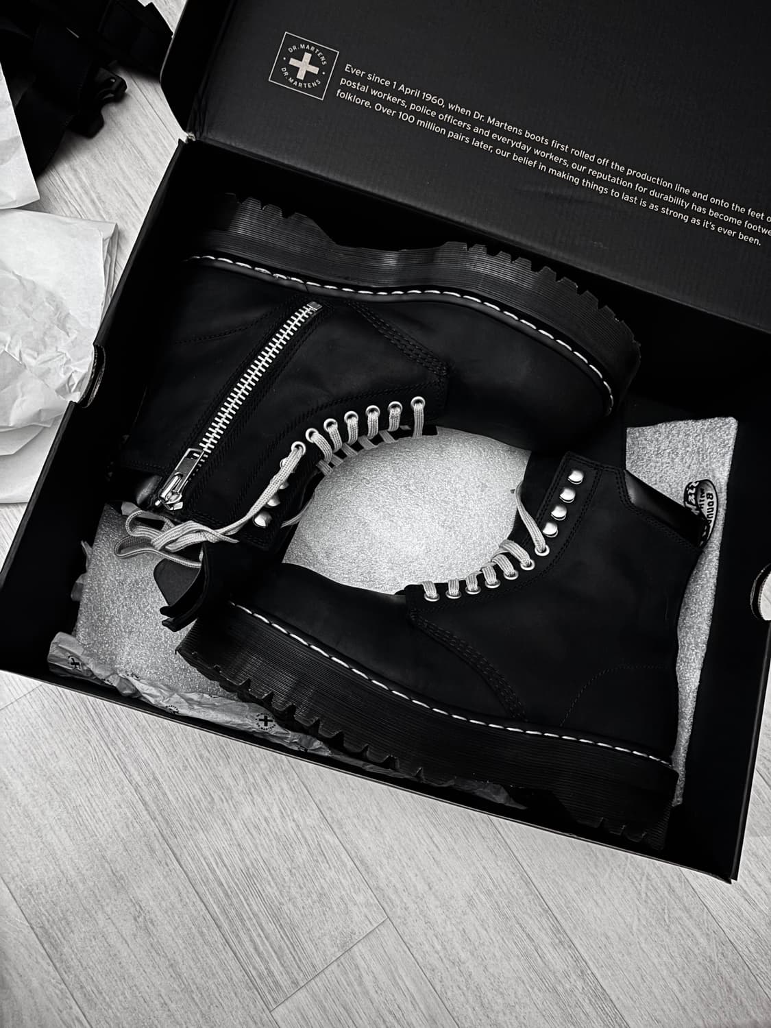 닥터마틴 x 릭 오웬스 쿼드 솔 스틸 토 부츠 블랙 280(UK9) 상품이미지1