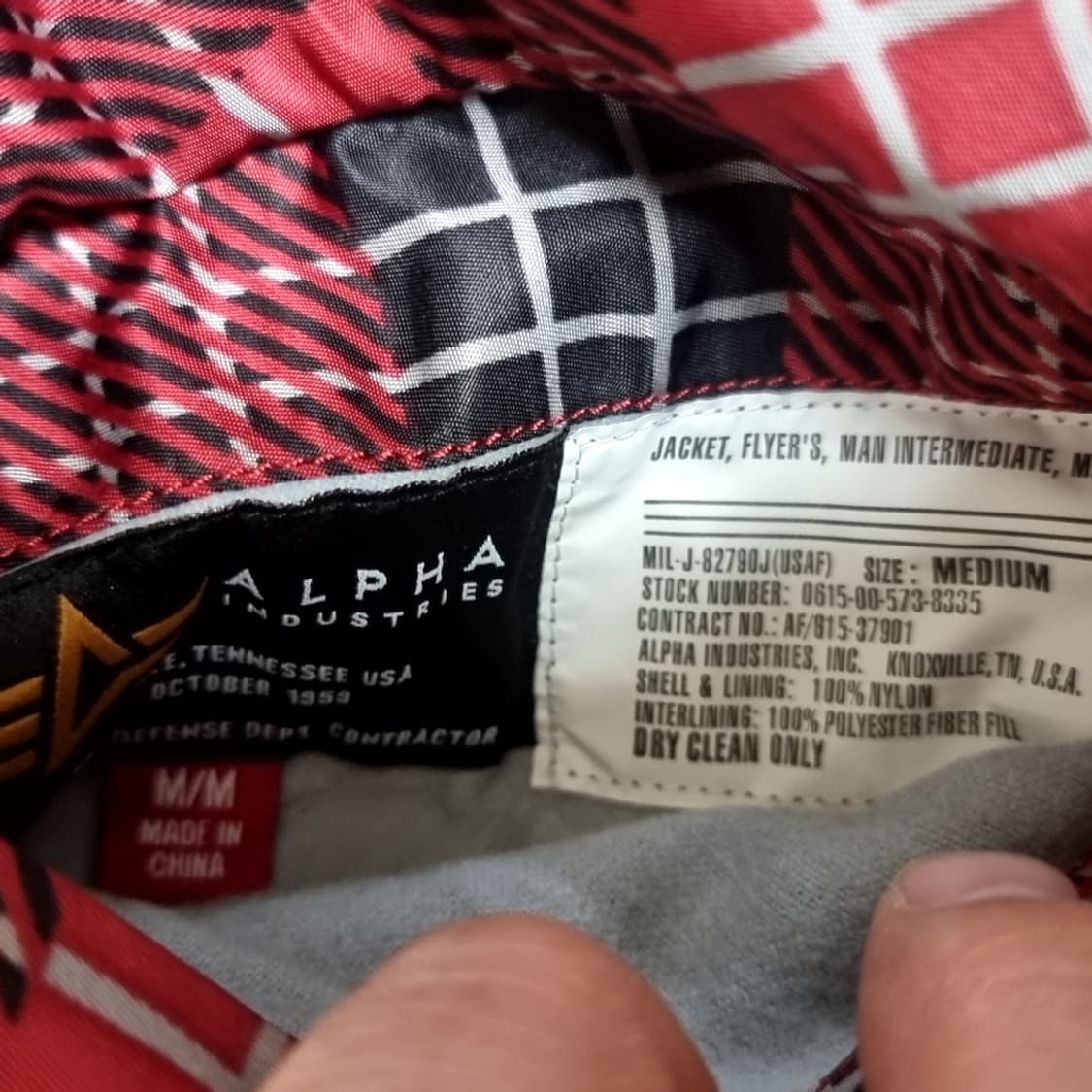 알파 ma-1 레드 체크 봄버 자켓(100) 상품이미지5