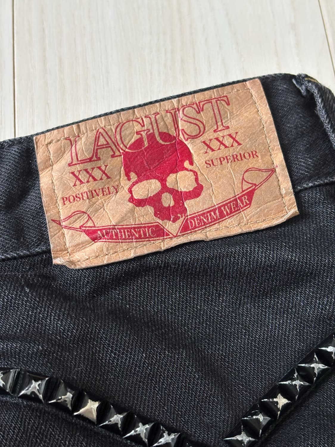 Lagust 희귀 펑크 y2k 로우라이즈 흑청 상품이미지3