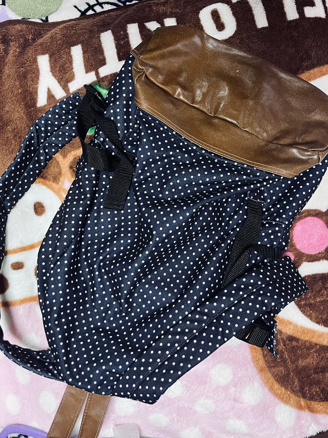 라떼갸루 도트 네이비 브라운 백팩 헤이세이 모리걸 ㅅㅊ 키티 리즈리사 상품이미지2