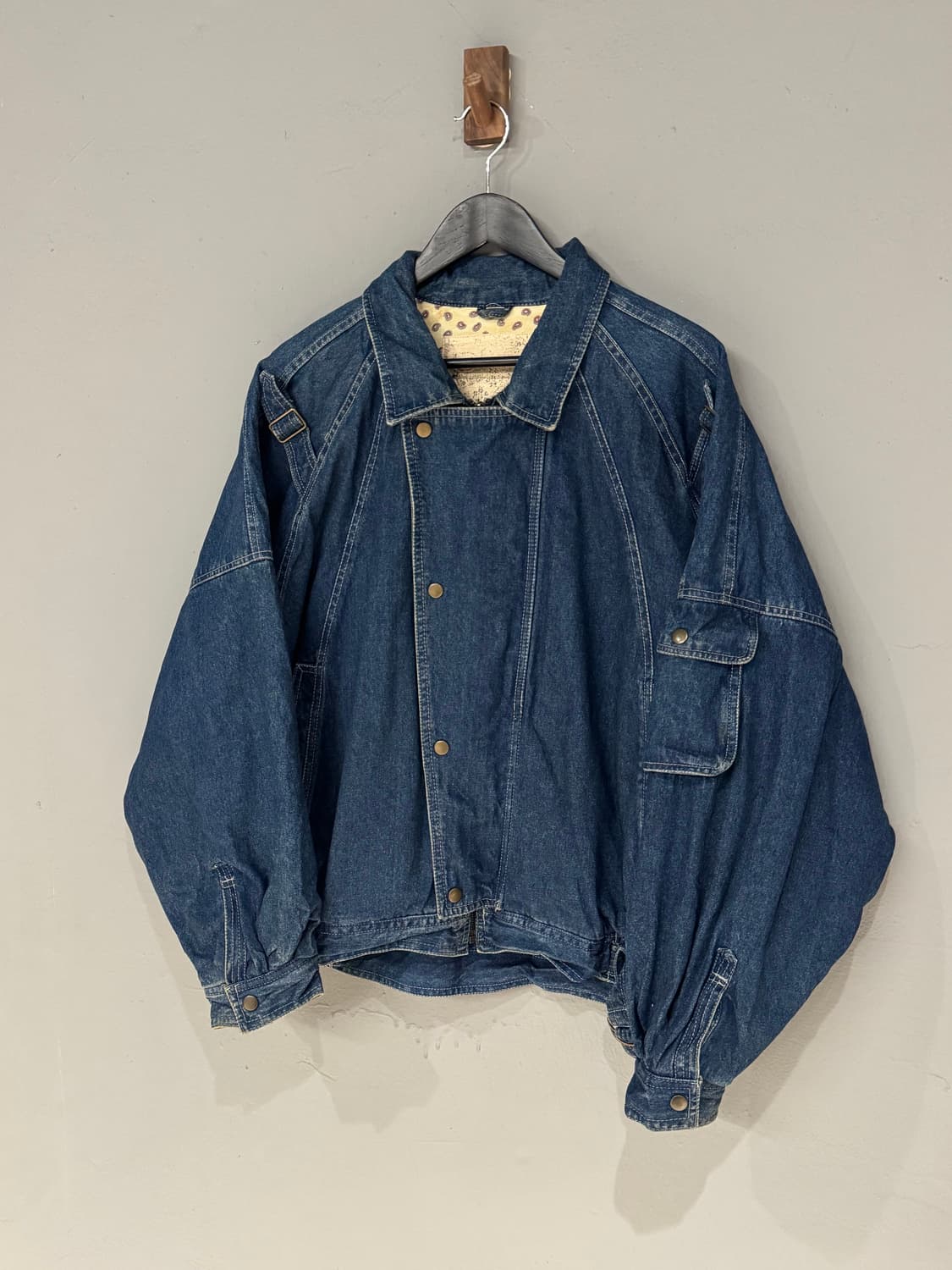 90s JPN 언발란스 디테일 봄버 데님자켓 상품이미지1