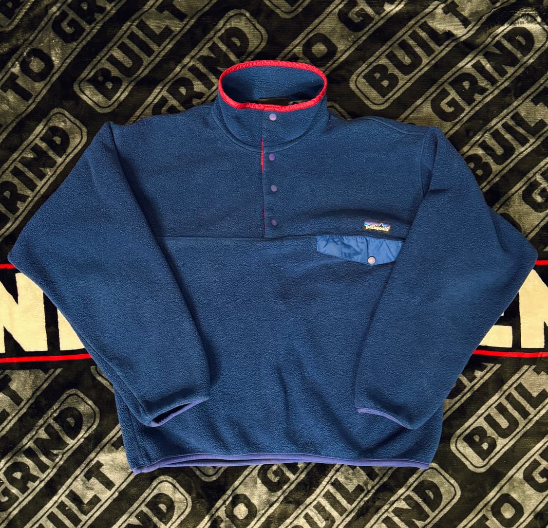 파타고니아 신칠라 스냅 티 풀 오버 네이비 앤 버건디 메이드 인 자메이카 상품이미지1